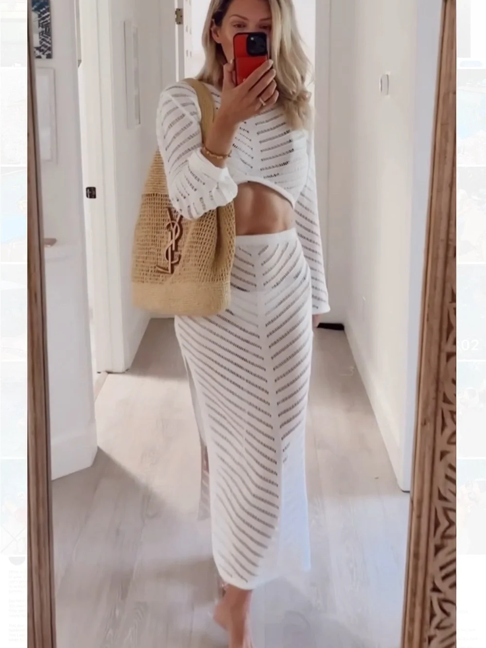 Devon Windsor inspired Cupshe White Knit Two-Piece Swim Coverup Set